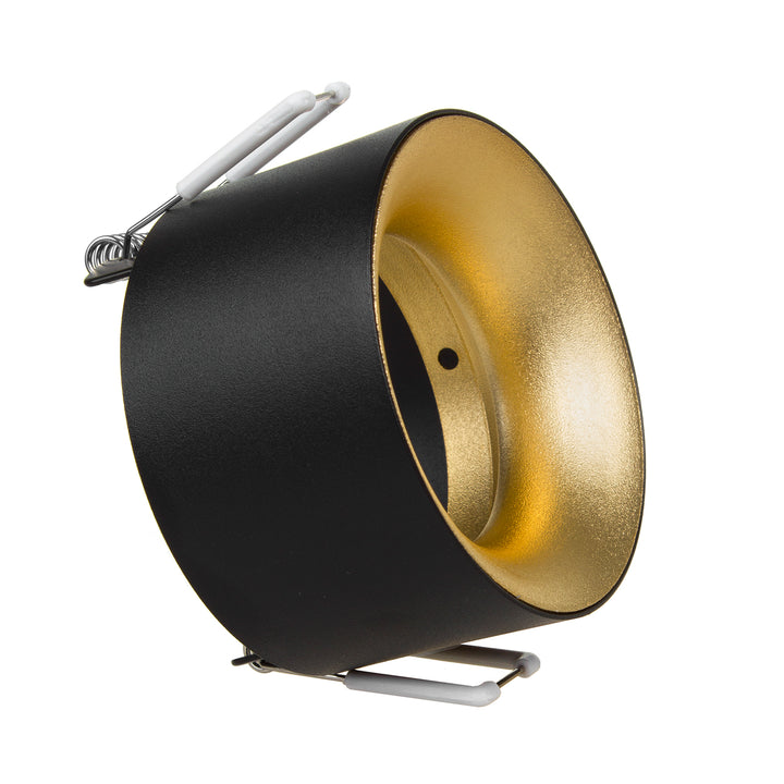 Einbauleuchte Deckenleuchte mit GU5.3 MR16 Fassung für LED Halogen Leuchtmittel bis 35W 70x40mm Aluminium Rund Schwarz/Goldener Reflektor
