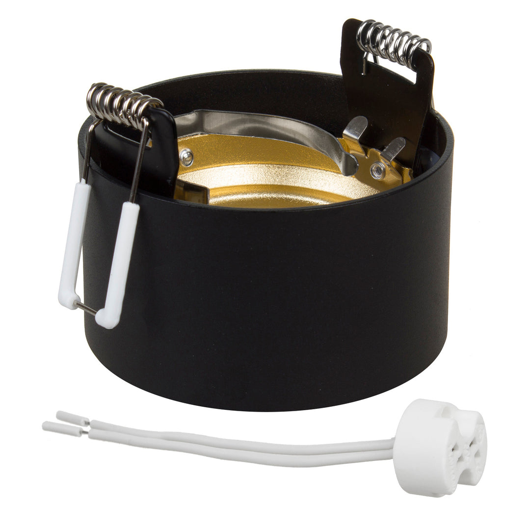 Einbauleuchte Deckenleuchte mit GU5.3 MR16 Fassung für LED Halogen Leuchtmittel bis 35W 70x40mm Aluminium Rund Schwarz/Goldener Reflektor