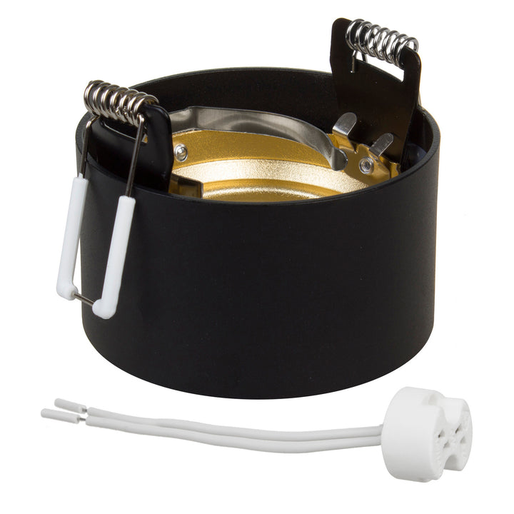 Einbauleuchte Deckenleuchte mit GU5.3 MR16 Fassung für LED Halogen Leuchtmittel bis 35W 70x40mm Aluminium Rund Schwarz/Goldener Reflektor