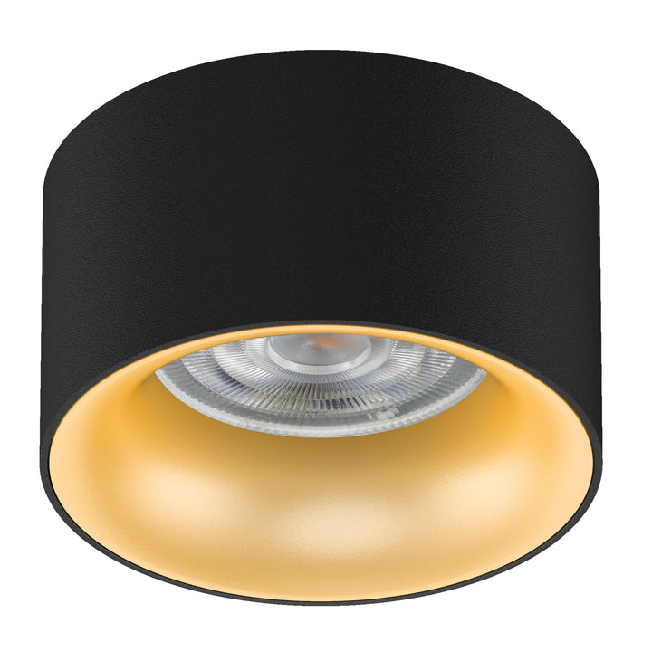 Einbauleuchte Deckenleuchte mit GU5.3 MR16 Fassung für LED Halogen Leuchtmittel bis 35W 70x40mm Aluminium Rund Schwarz/Goldener Reflektor