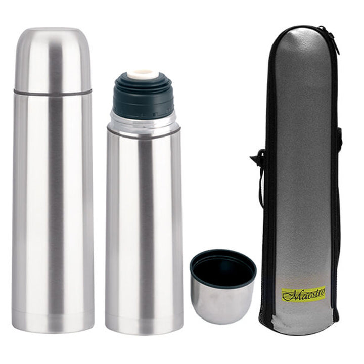 Thermoskanne aus Edelstahl Isolierflasche mit Trinkbecher und Tragetasche für Warm- oder Kaltgetränke (1000ml)