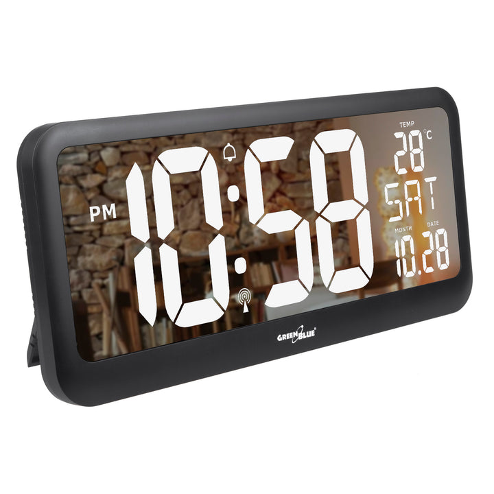 Digitale Uhr mit Temperatuursensor 37x17cm Große Wanduhr  Alarm LED Display Zum Aufstellen auf Einem Tisch oder Zum Aufhängen an der Wand Stromversorgung über Netzteil oder Batterien
