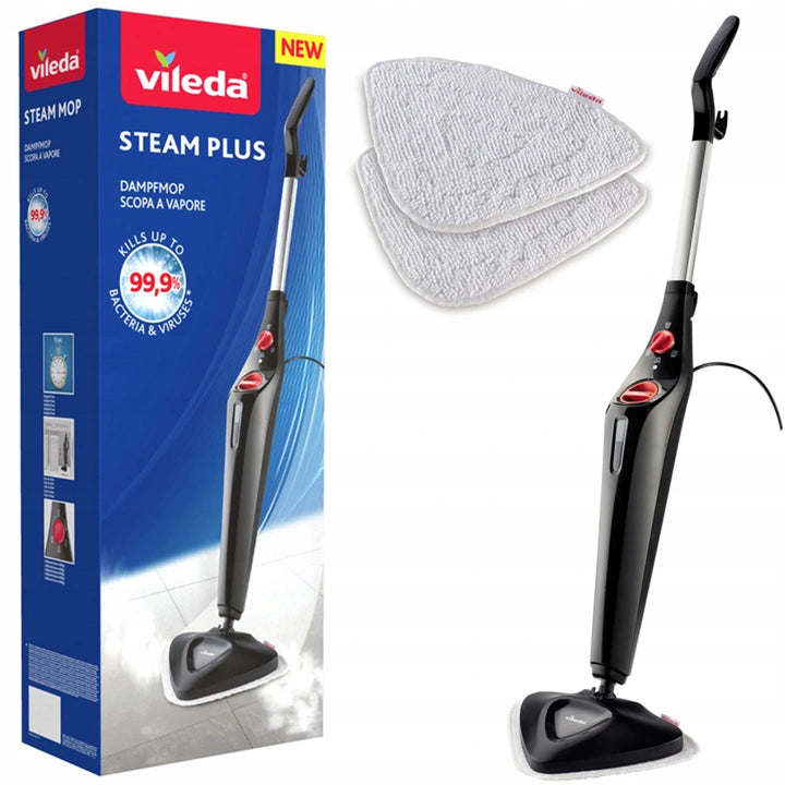 Vileda Steam Plus Compact Dampfmopp, Leistung 1550 W, Tankvolumen 400 ml, 2 Ersatzbeutel,