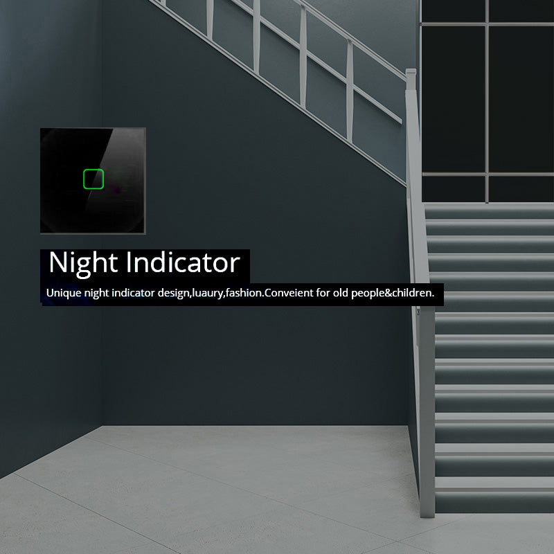 Touch Wechselschalter Lichtschalter Kreuzschalter Wandschalter Treppenschalter mit Farbwechsel LED Hintergrundbeleuchtung Einbauschalter 1-Fach Eckig Schwarz