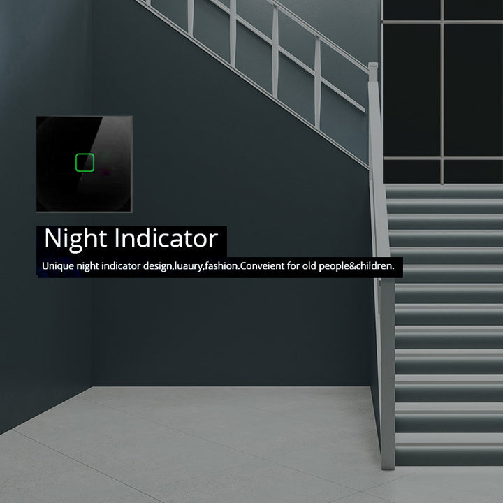 Touch Wechselschalter Lichtschalter Kreuzschalter Wandschalter Treppenschalter mit Farbwechsel LED Hintergrundbeleuchtung Einbauschalter 1-Fach Eckig Schwarz