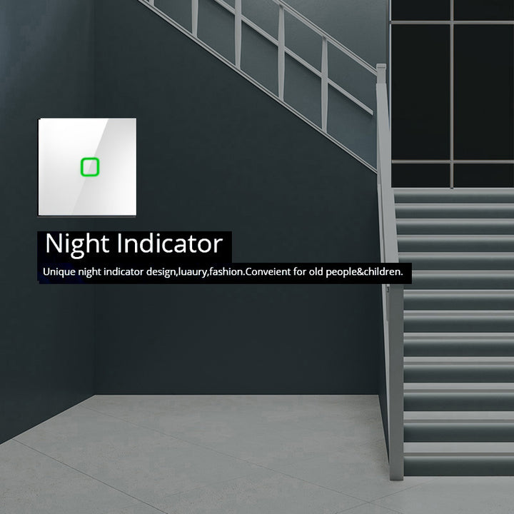Touch Wechselschalter Lichtschalter Kreuzschalter Wandschalter Treppenschalter mit Farbwechsel LED Hintergrundbeleuchtung Einbauschalter 1-Fach Eckig Weiß