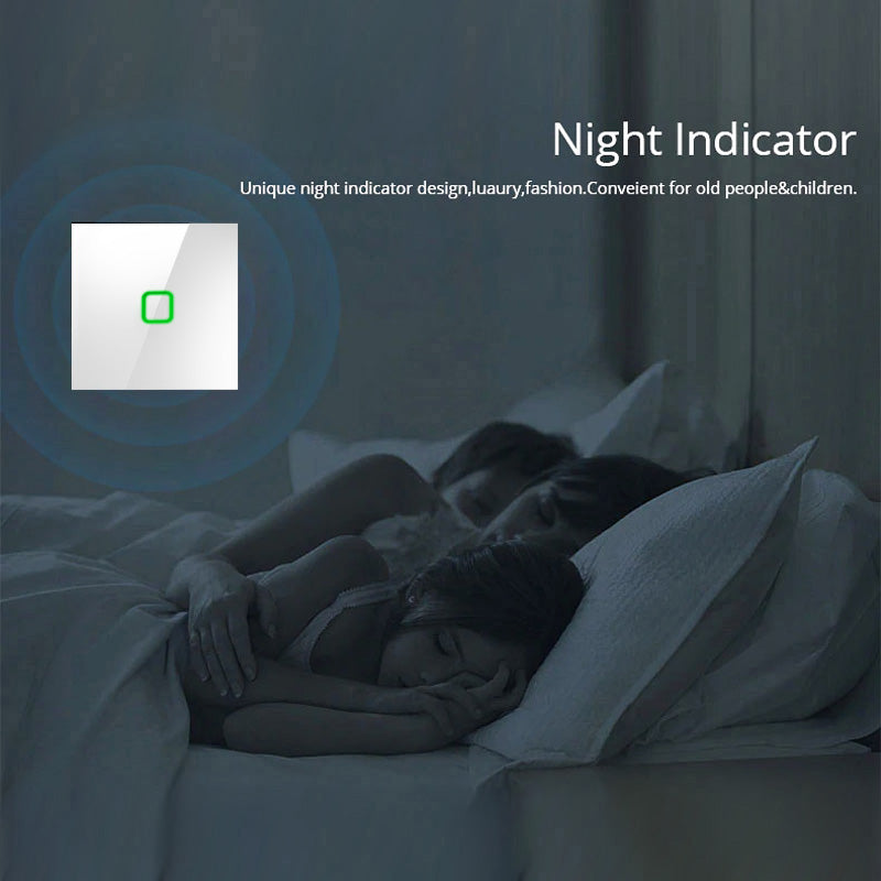 Touch Lichtschalter Kompatibel Smart WiFi  mit Tuya APP Wandschalter Glas Schalter mit Farbwechsel LED Hintergrundbeleuchtung Einbauschalter 85x85mm (1-Fach Eckig, Weiß)