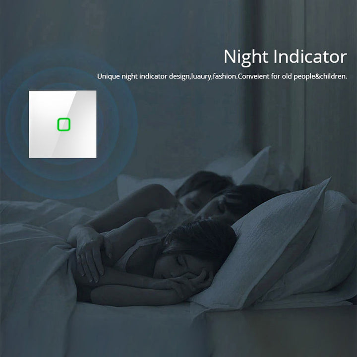 Touch Lichtschalter Kompatibel Smart WiFi  mit Tuya APP Wandschalter Glas Schalter mit Farbwechsel LED Hintergrundbeleuchtung Einbauschalter 85x85mm (1-Fach Eckig, Weiß)