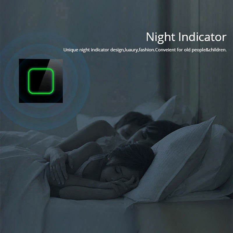 Touch Lichtschalter Kompatibel mit Tuya APP Wandschalter Glas Schalter mit Farbwechsel LED Hintergrundbeleuchtung Einbauschalter 85x85mm (2-Fach Eckig, Schwarz)Smart WiFi 2-Fach