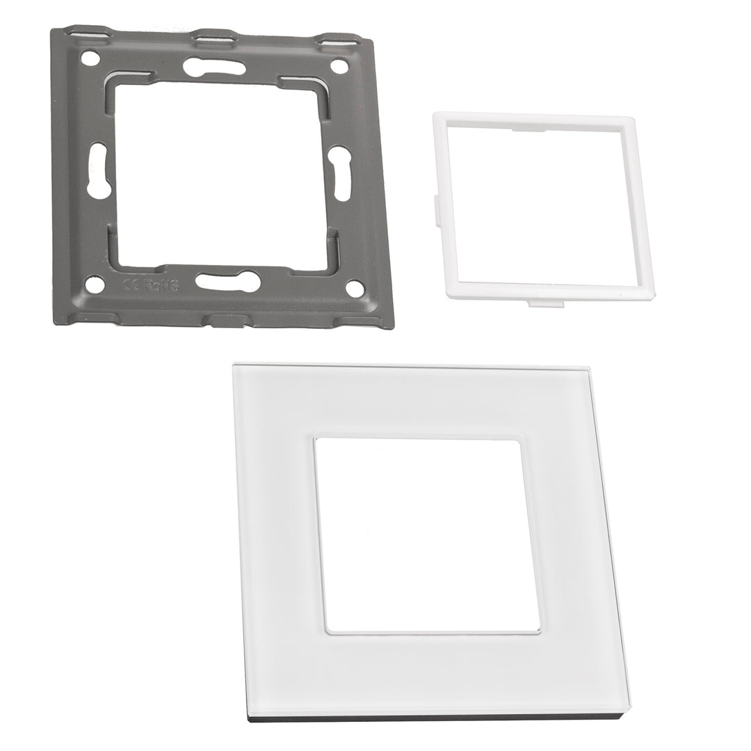 Glasrahmen Panel 86x86mm für Steckdose Modulare Wandsteckdose Unterputzdose Wanddose Einbaudose Unterputz Montage (Glasrahmen für Steckdose, Weiß)