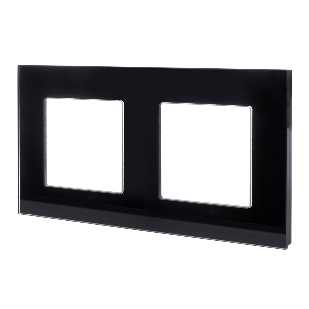 2-Fach Glasrahmen Panel 157x86mm für Steckdose Modulare Wandsteckdose Unterputzdose Wanddose Einbaudose Unterputz Montage (2-fach Glasrahmen für Steckdose, Schwarz)