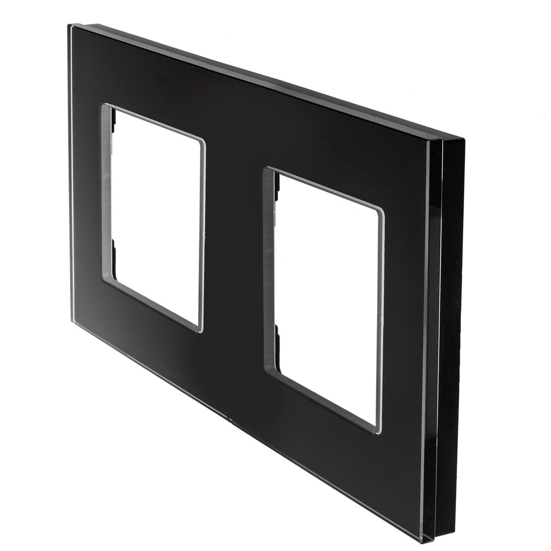 2-Fach Glasrahmen Panel 157x86mm für Steckdose Modulare Wandsteckdose Unterputzdose Wanddose Einbaudose Unterputz Montage (2-fach Glasrahmen für Steckdose, Schwarz)