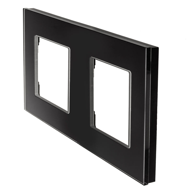 2-Fach Glasrahmen Panel 157x86mm für Steckdose Modulare Wandsteckdose Unterputzdose Wanddose Einbaudose Unterputz Montage (2-fach Glasrahmen für Steckdose, Schwarz)