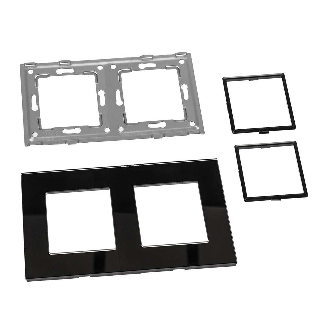 2-Fach Glasrahmen Panel 157x86mm für Steckdose Modulare Wandsteckdose Unterputzdose Wanddose Einbaudose Unterputz Montage (2-fach Glasrahmen für Steckdose, Schwarz)