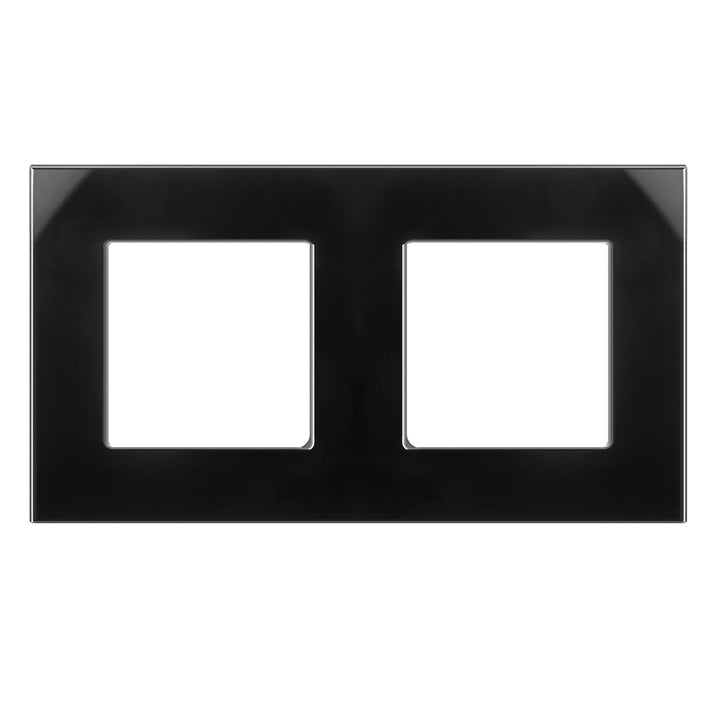 2-Fach Glasrahmen Panel 157x86mm für Steckdose Modulare Wandsteckdose Unterputzdose Wanddose Einbaudose Unterputz Montage (2-fach Glasrahmen für Steckdose, Schwarz)