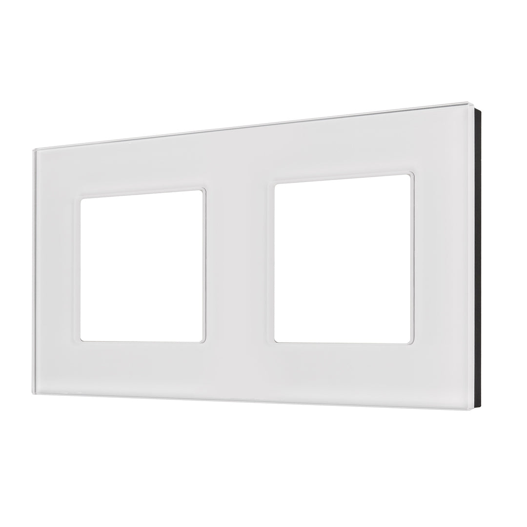 2-Fach Glasrahmen Panel 157x86mm für teckdose Modulare Wandsteckdose Unterputzdose Wanddose Einbaudose Unterputz Montage (2-fach Glasrahmen für Steckdose, Weiß)