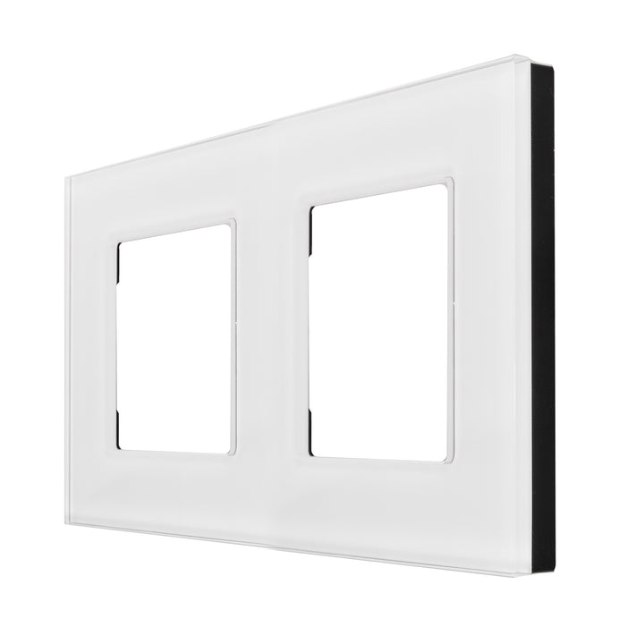 2-Fach Glasrahmen Panel 157x86mm für teckdose Modulare Wandsteckdose Unterputzdose Wanddose Einbaudose Unterputz Montage (2-fach Glasrahmen für Steckdose, Weiß)