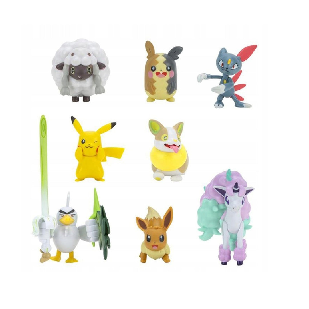 Pokémon Battle Ready W7 8 Figuren-Set  – Generation 8 – Enthält Pikachu, Eevee, Wooloo, Sneasel, Yamper, Ponyta, Sirfetch'd & Morpeko – ab 4 Jahren