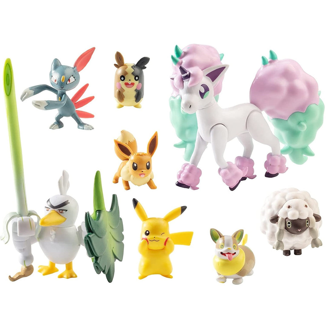Pokémon Battle Ready W7 8 Figuren-Set  – Generation 8 – Enthält Pikachu, Eevee, Wooloo, Sneasel, Yamper, Ponyta, Sirfetch'd & Morpeko – ab 4 Jahren