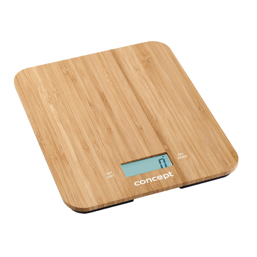 Digitale Küchenwaage - Bambus - 15kg Uhr Timer Bambus Design max. 15kg mit Aufhängehaken