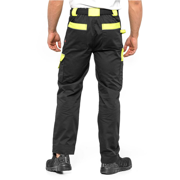Helios Arbeitshose Monteurshose Handwerker Herrenhose 280 g / m2 (58, Schwarz/Gelb)