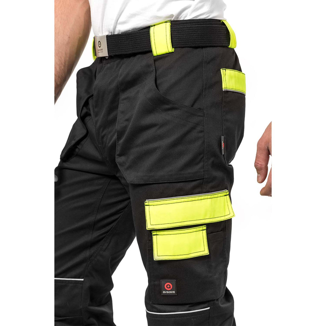 Helios Arbeitshose Monteurshose Handwerker Herrenhose 280 g / m2 (58, Schwarz/Gelb)