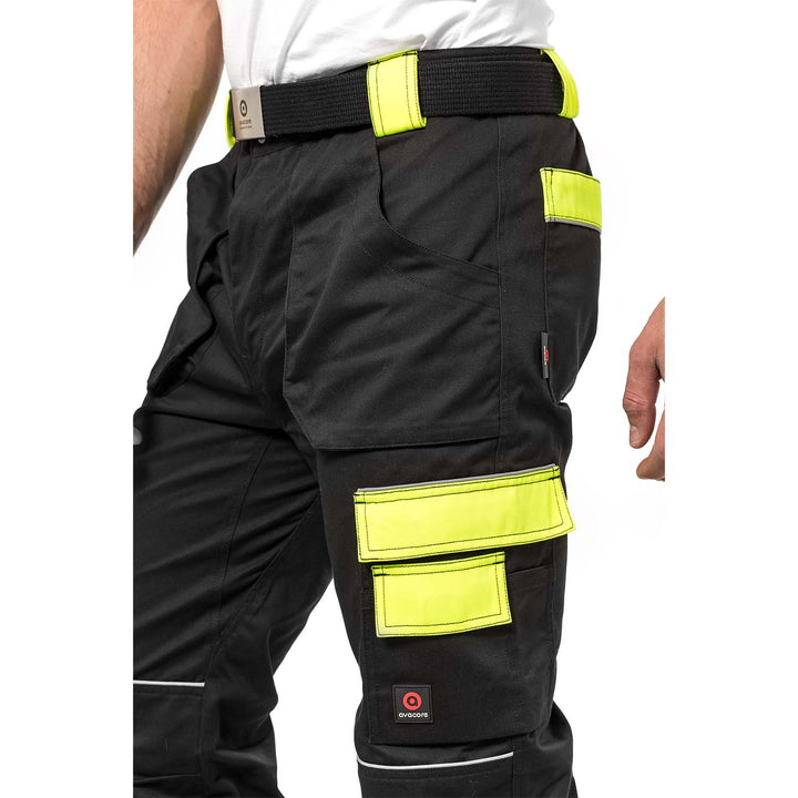 Helios Arbeitshose Monteurshose Handwerker Herrenhose 280 g / m2 (58, Schwarz/Gelb)