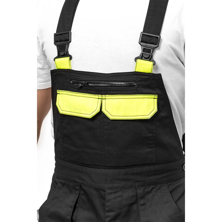 Latzhose HELIOS AVACORE in schwarz und gelb, Größe 54