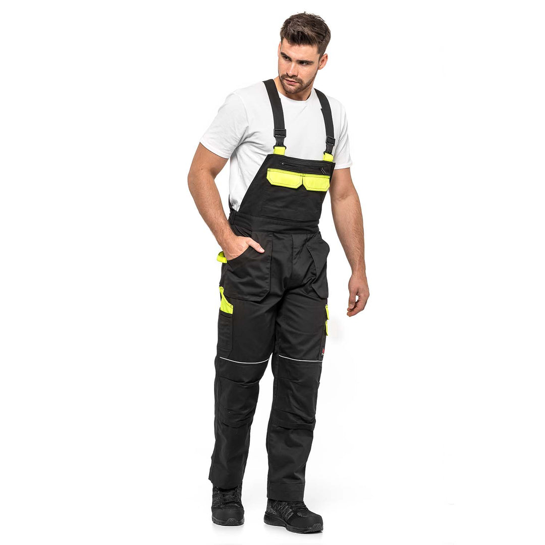 Latzhose HELIOS AVACORE in schwarz und gelb, Größe 54