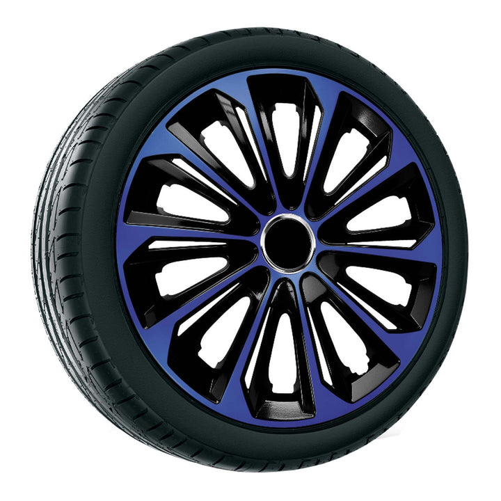 Radkappen Radzierblenden Radblenden - 4 Stück Komplettset - NRM Extra Strong - Blau/Schwarz - 16" Zoll