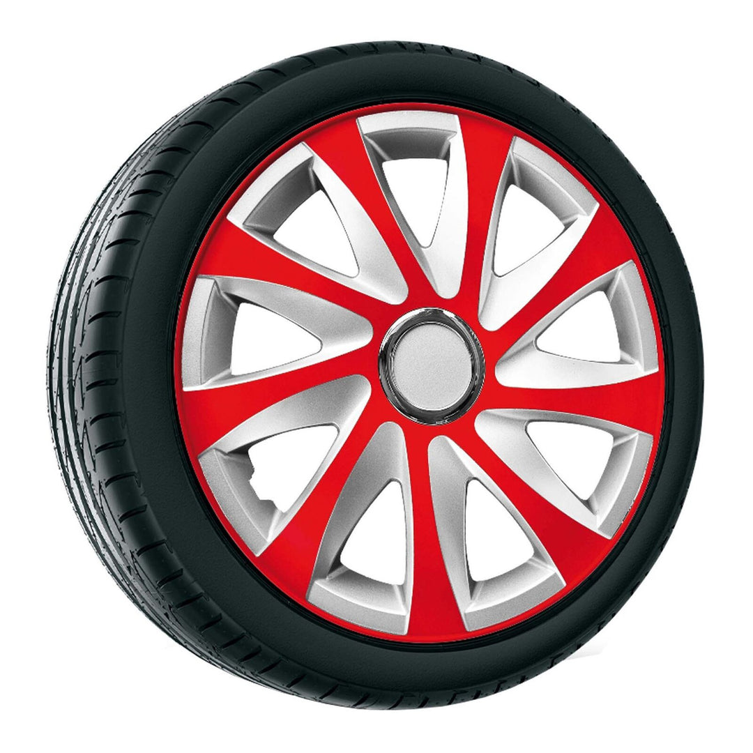 Radkappen Radzierblenden Radblenden - 4 Stück Komplettset - NRM Drift Extra - Rot / Silber - 16" Zoll