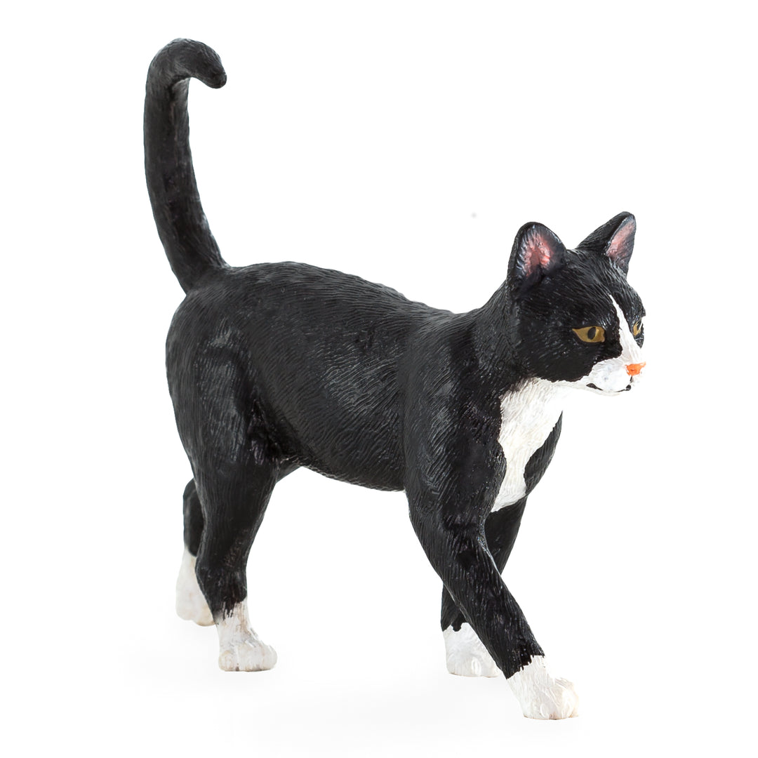 Animal Planet Tierfifur Spielfigur -  Schwarz-weiße Katzenfiguren –  2 cm x 6,25 cm x 8 cm - detailgetreu u. handbemalt - qualitativ u. Sicher