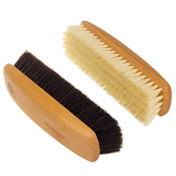 Schuhbürsten Set aus Buchenholz Schuhputzbürsten 2er-Set 1x Tampicofaser 1x Rosshaar Polierbürsten Schuhputzset