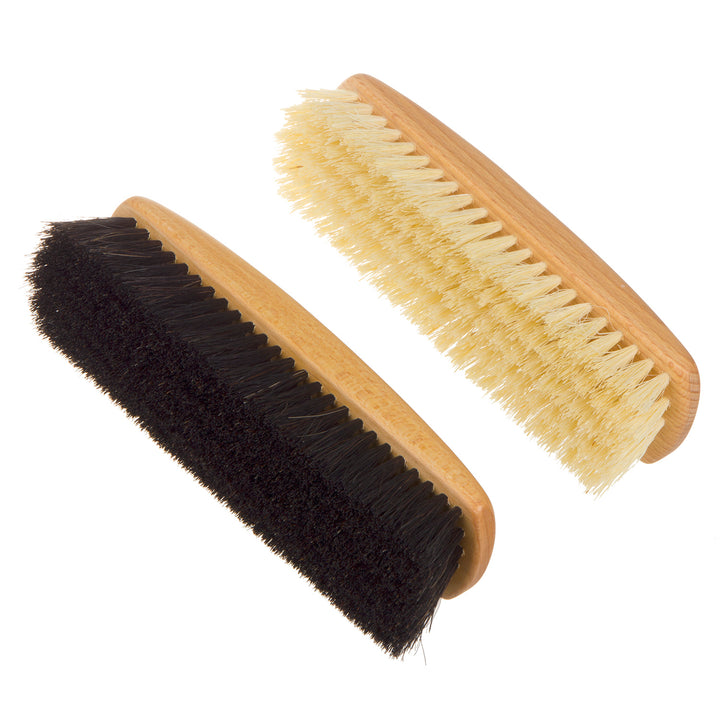 Schuhbürsten Set aus Buchenholz Schuhputzbürsten 2er-Set 1x Tampicofaser 1x Rosshaar Polierbürsten Schuhputzset