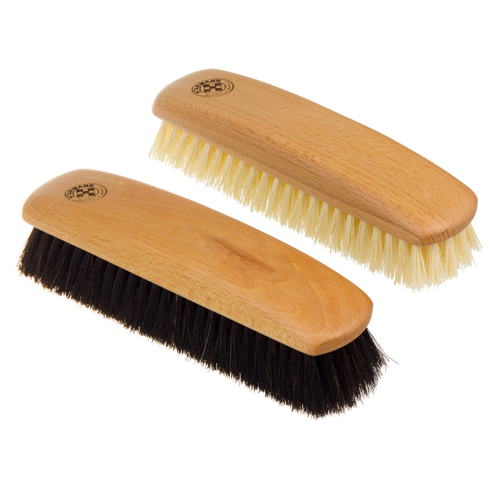 Schuhbürsten Set aus Buchenholz Schuhputzbürsten 2er-Set 1x Tampicofaser 1x Rosshaar Polierbürsten Schuhputzset