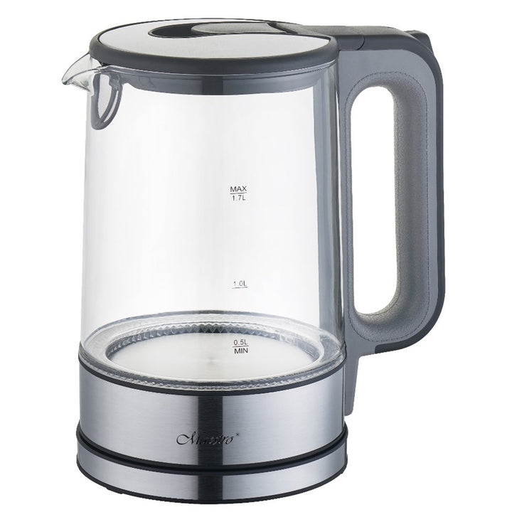 Elektrischer Glas-Wasserkocher mit Innenbeleuchtung 1,7L 360-Grad-Basis Abschaltautomatik Anti-Kalk-Filter Wasserstandsanzeige 220-240V, ~50Hz, 2200W