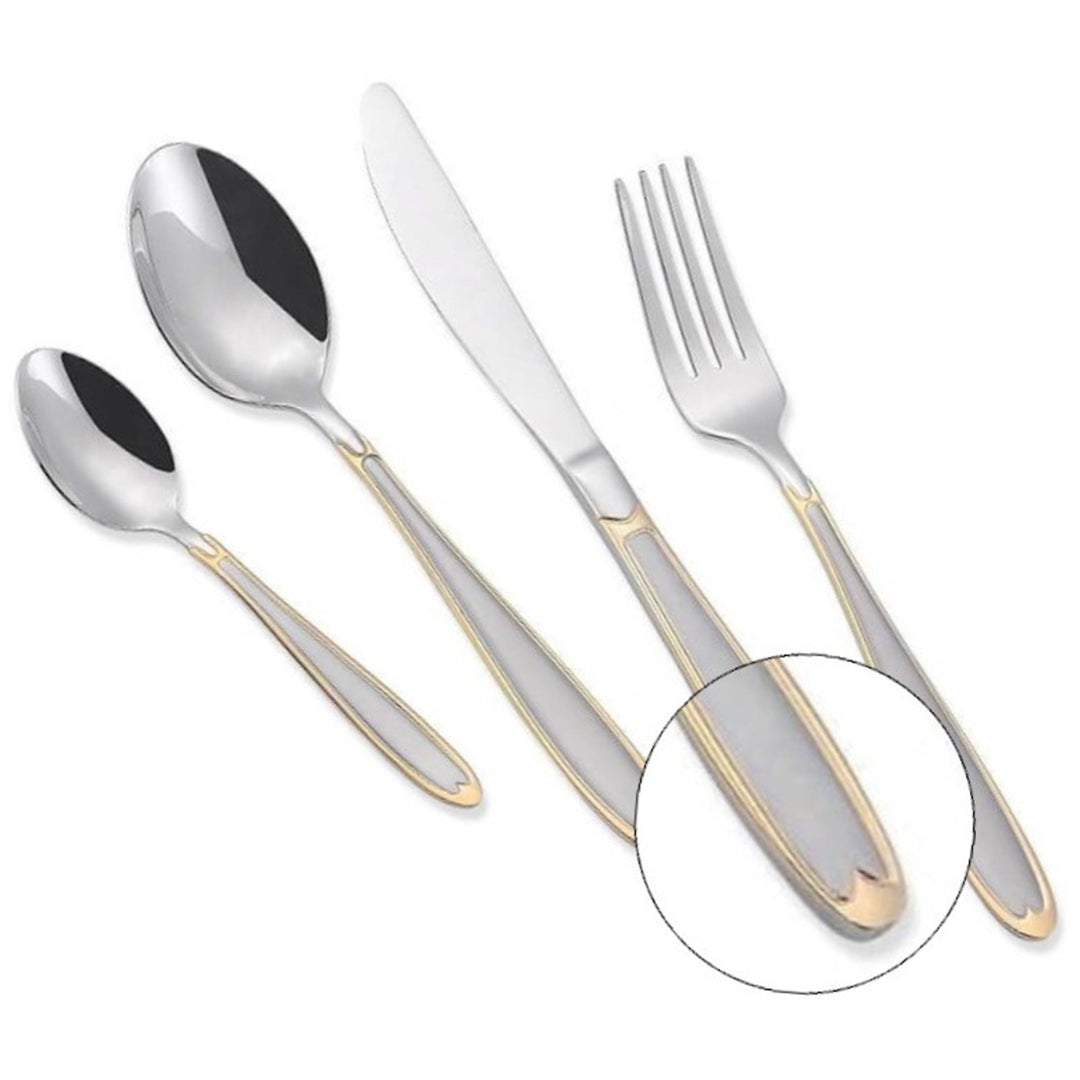 Besteckset 24 teilig für 6 Personen aus Edelstahl 18/10 Essbesteck Set Messer Gabel Löffel Tafelbesteck Silber/Gold