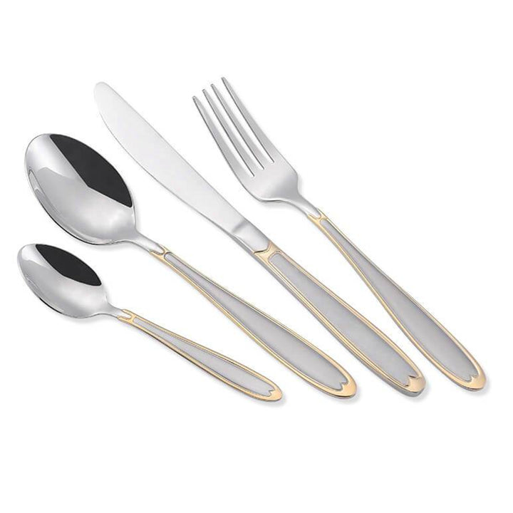 Besteckset 24 teilig für 6 Personen aus Edelstahl 18/10 Essbesteck Set Messer Gabel Löffel Tafelbesteck Silber/Gold