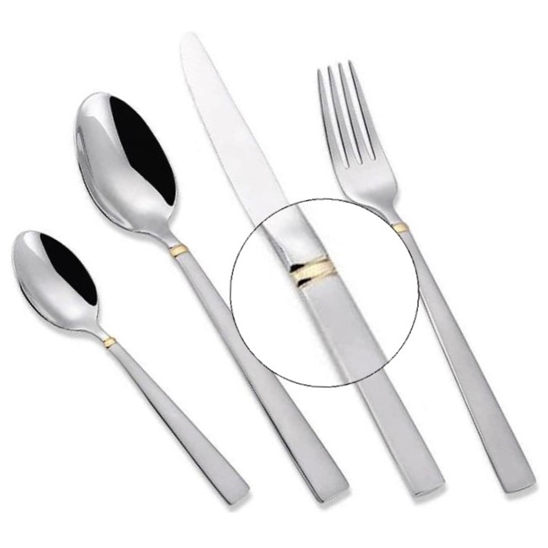 Besteckset 24 teilig für 6 Personen aus Edelstahl 18/10 Essbesteck Set Messer Gabel Löffel Tafelbesteck Silber/Gold