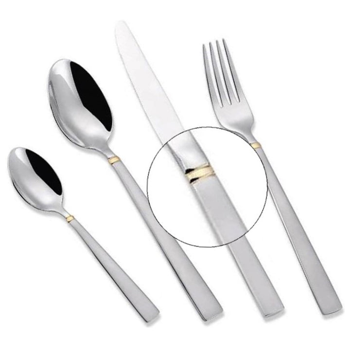 Besteckset 24 teilig für 6 Personen aus Edelstahl 18/10 Essbesteck Set Messer Gabel Löffel Tafelbesteck Silber/Gold