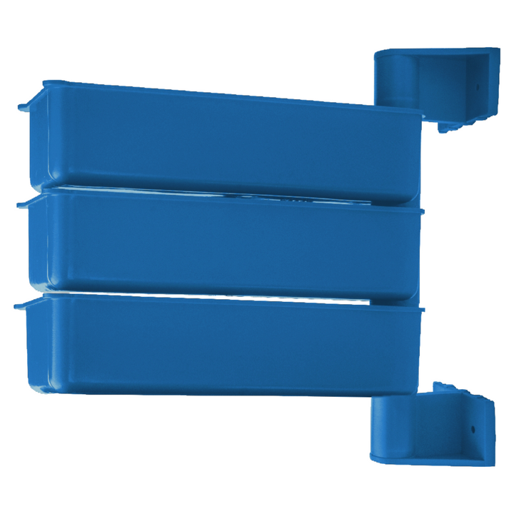 Pivot Drehbehälter Set mit drehbaren Aufbewahrungsbehältern 180-Grad-Drehung Werkzeug-Organizer Wandmontage Wandregal (3x Behälter, Blau)