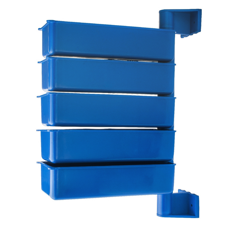 Pivot Drehbehälter Set mit drehbaren Aufbewahrungsbehältern 180-Grad-Drehung Werkzeug-Organizer Wandmontage Wandregal (5x Behälter, Blau)