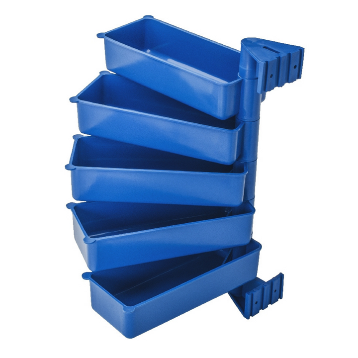 Pivot Drehbehälter Set mit drehbaren Aufbewahrungsbehältern 180-Grad-Drehung Werkzeug-Organizer Wandmontage Wandregal (5x Behälter, Blau)