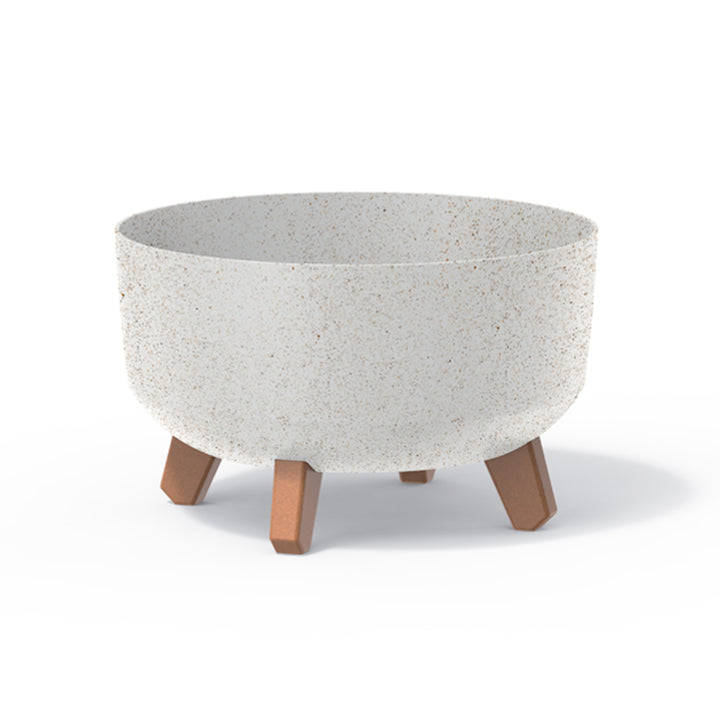 Low Eco Wood Blumentopf mit abnehmbaren Beinen inkl. Einsatz für Innen- und Außenbereich Pflanzgefäß Rund Kunststoff UV-beständig 285mm, ECO Weiß