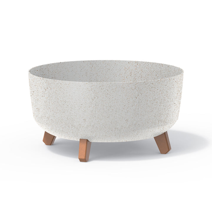 Low Eco Wood Blumentopf mit abnehmbaren Beinen inkl. Einsatz für Innen- und Außenbereich Pflanzgefäß Rund Kunststoff UV-beständig 380mm, ECO Weiß
