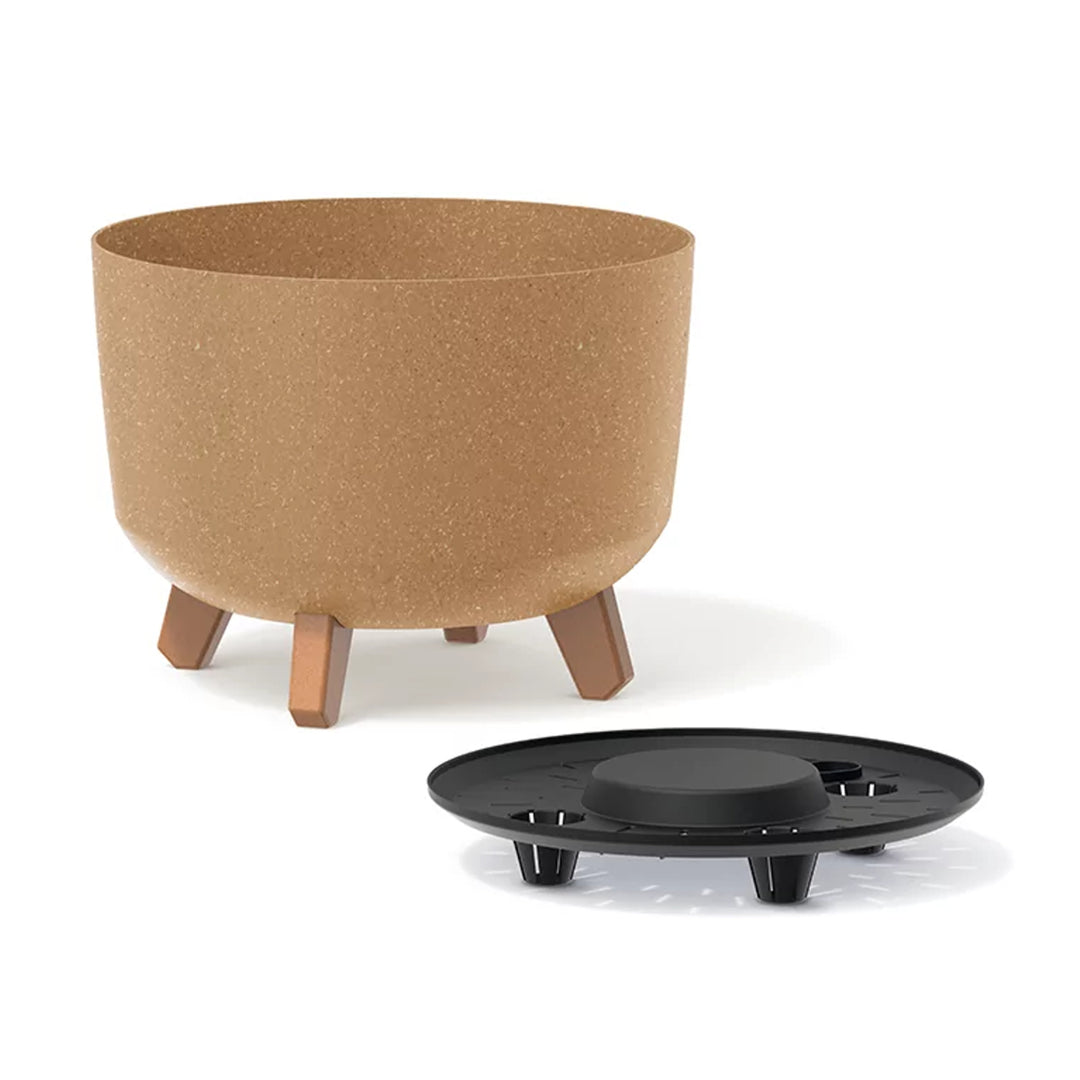 Gracia Standard Eco Wood Blumentopf mit abnehmbaren Beinen inkl. Einsatz Pflanzgefäß Rund Kunststoff UV-beständig 390mm ECO Kaffee