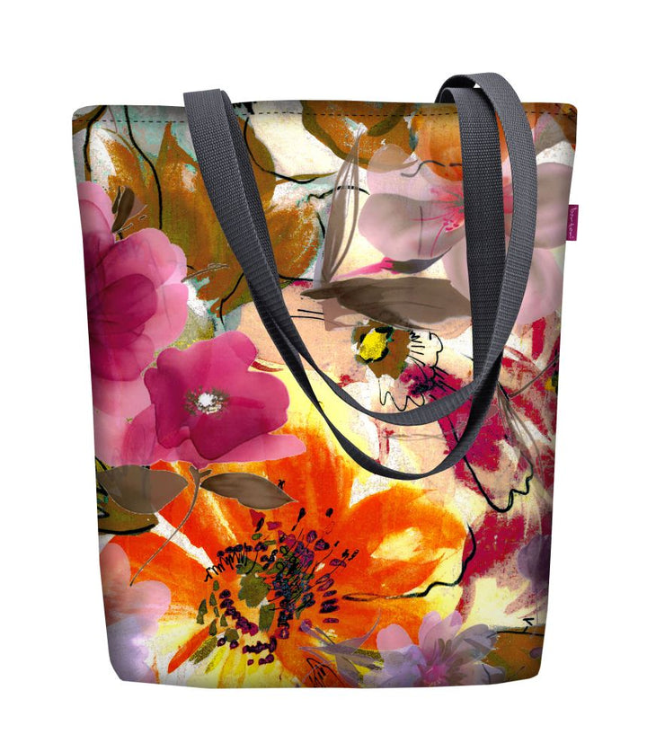 Stofftasche für den Arm, Reißverschluss, Maße 36 x 40 cm, Aufdruckmuster „Garden”