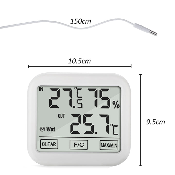 GreenBlue Wetterstation mit 1,5m Außensonde, Kabellänge 1,5m, Batterie 2xAA, GB381