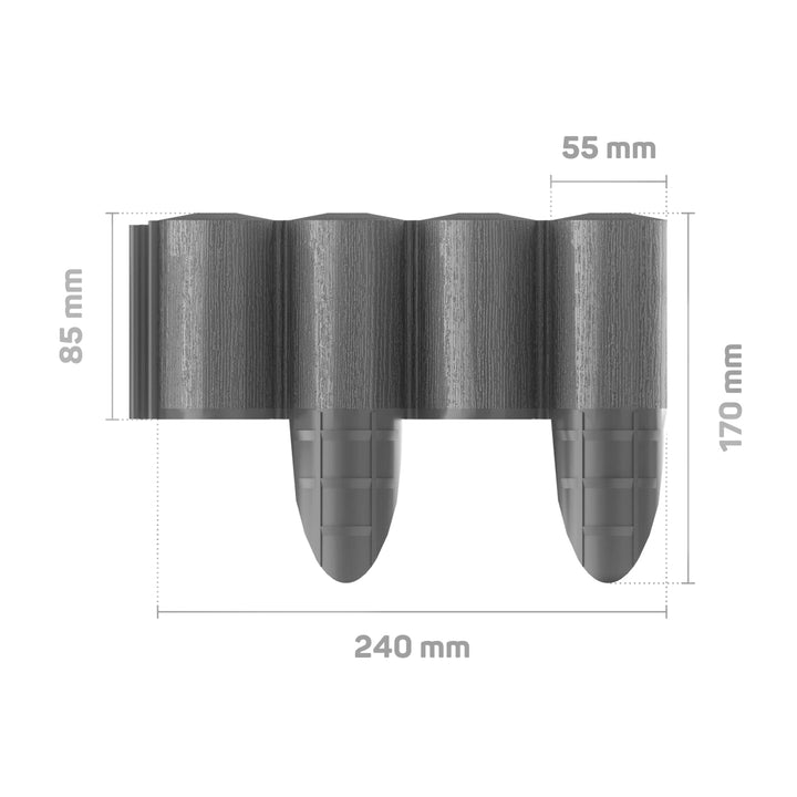 ECO Rasenkante Palisade Gartenpalisade Raseneinfassung Beetumrandung Graphit (240cm)