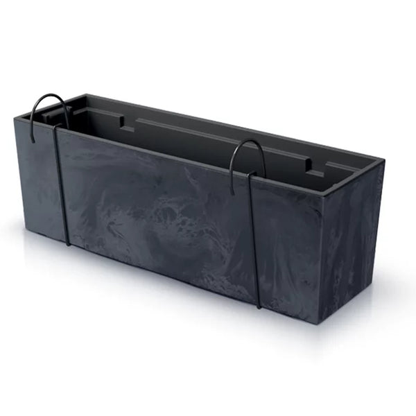 Urbi Case Beton Effect Balkonkasten mit Aufhängung Blumenkasten Blumentopf mit Haken Pflanzkasten 580x180x195mm Anthrazit